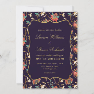 Custom Cream Colorful Floral Wedding Einladung
