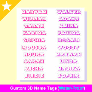 Custom Creative 3D Tag Name Stickers for Girls Aufkleber