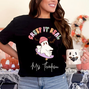 Custom Creep It Real Skateboarding Ghost Halloween T-Shirt