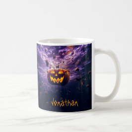 Custom Creepy Jack-o''Lantern Lila Halloween Kaffeetasse