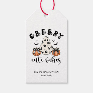 Custom Creepy Niedlich Vibes Girly Ghost & Pumpkin Geschenkanhänger