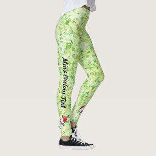 Custom Creme Lime Green Piano Buch Leggings