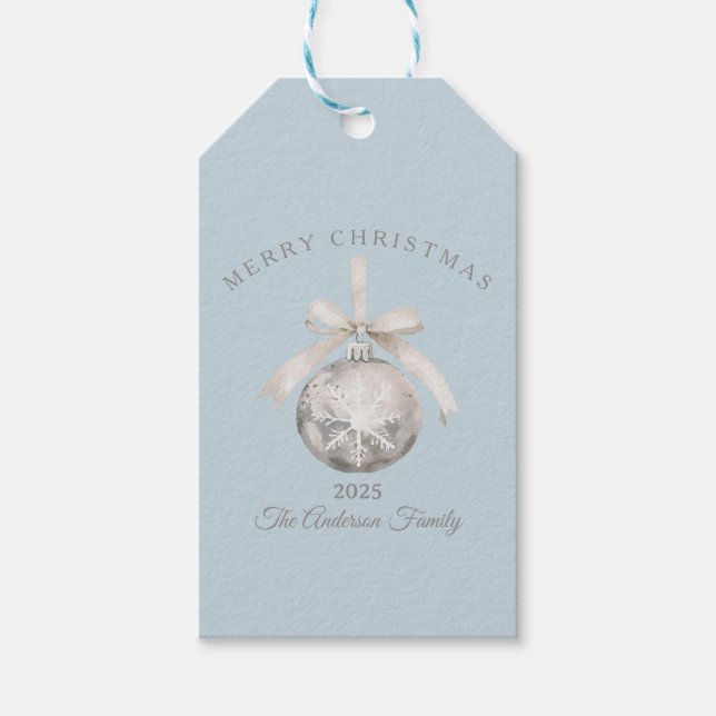 Custom Creme rustikale Ornament Weihnachtsgeschenk Geschenkanhänger (Vorderseite)