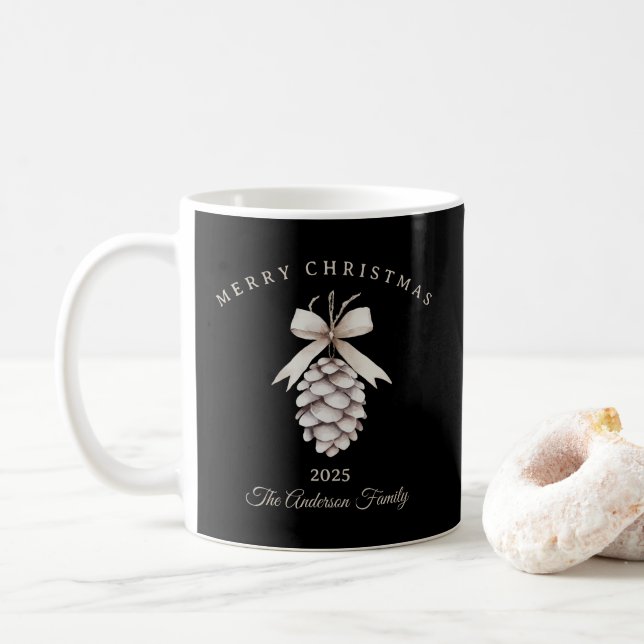 Custom Creme weiß pineca Weihnachtsgeschenk Kaffeetasse (Mit Donut)