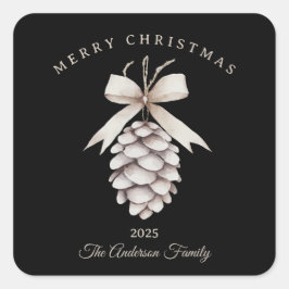 Custom Creme weiß pineca Weihnachtsgeschenk Quadratischer Aufkleber