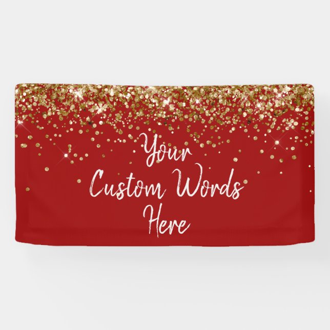 Custom Crimson & Cream Birthday Party Photo Booth Banner (Horizontal)