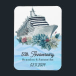 Custom Cruise 50. Wedding Anniversary Keepake Magnet<br><div class="desc">Spezieller 50. Hochzeitstag-Sake-Magnet mit einem Kreuzfahrtschiff-Design und einer Aquarell-Seemedistanz.</div>
