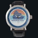 Custom Cruise Ship Ocean Liner Sunset Captain Armbanduhr<br><div class="desc">Coole Armbanduhr für Ihre Wiedersehen oder Frühjahrspause auf Bermuda,  den Bahamas oder der Karibik. Passen Sie diesen niedlichen Sake für einen Seefahrer oder Bootsführer an.</div>