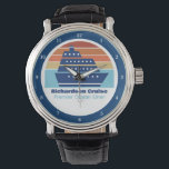 Custom Cruise Ship Ocean Liner Sunset Captain Armbanduhr<br><div class="desc">Coole Armbanduhr für Ihre Wiedersehen oder Frühjahrspause auf Bermuda,  den Bahamas oder der Karibik. Passen Sie diesen niedlichen Sake für einen Seefahrer oder Bootsführer an.</div>
