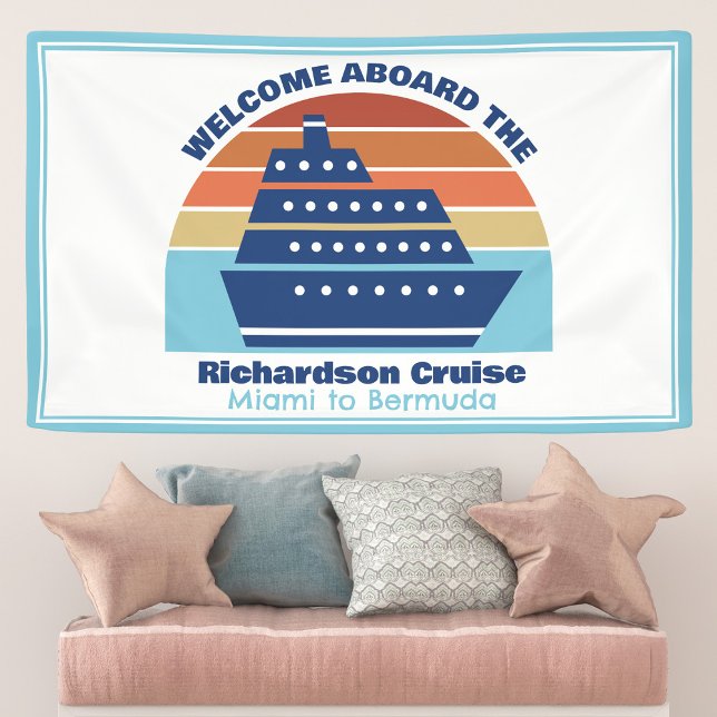 Custom Cruise Ship Sunset Blue Willkommen an Bord Banner (Von Creator hochgeladen)
