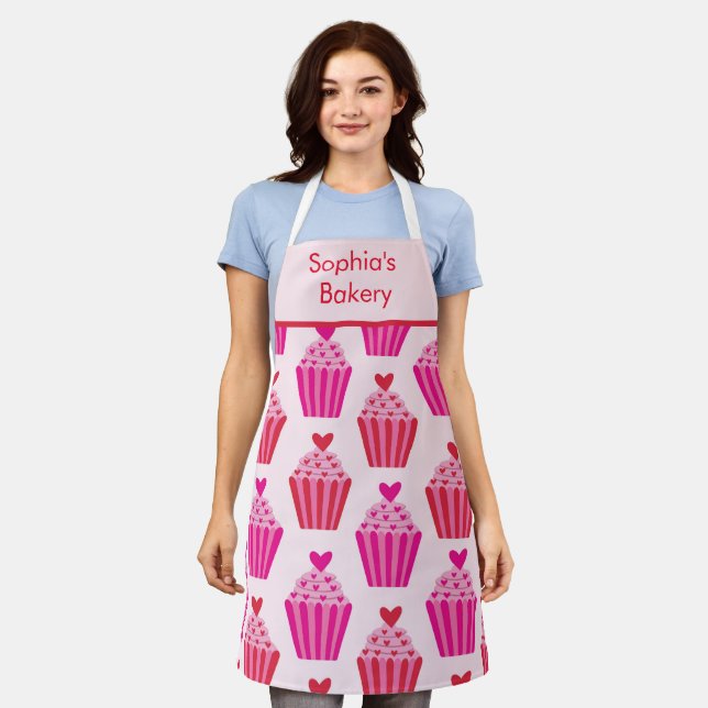 Custom Cupcakes with Red and Pink Hearts Schürze (Getragen)