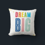CUSTOM CUSHION Moderne Typografie Traum groß hell Kissen<br><div class="desc">Ein sehr "on Trend" Design mit der Formulierung "Traum groß" mit den Geburtsdetails Ihres Kleinen auf der Rückseite - ein großartiger Sake für das Kinderzimmer oder religiöse Veranstaltung wie eine Taufe oder den ersten Tag des Kindergartens / der Schule.. Setup als Vorlage ist es einfach für Sie, Ihre eigenen Details...</div>