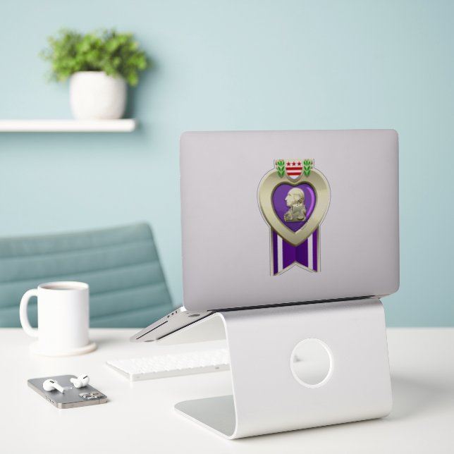 Custom Cut Lila Heart Medal Vinyl Aufkleber (Laptop auf Schreibtisch)