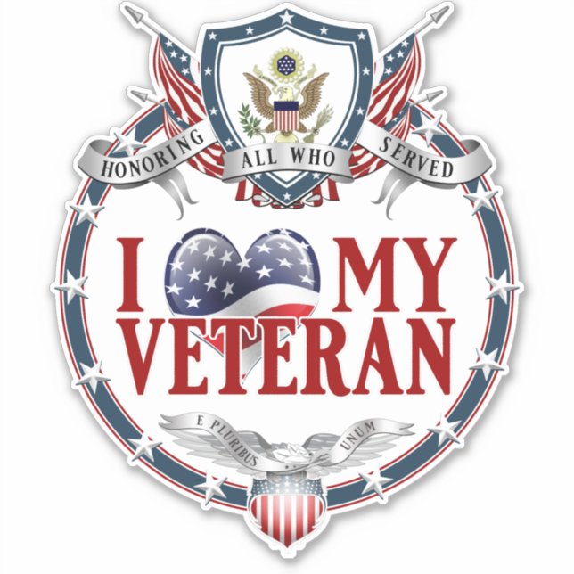 Custom Cut Luv Mein Veteran Aufkleber (Vorderseite)