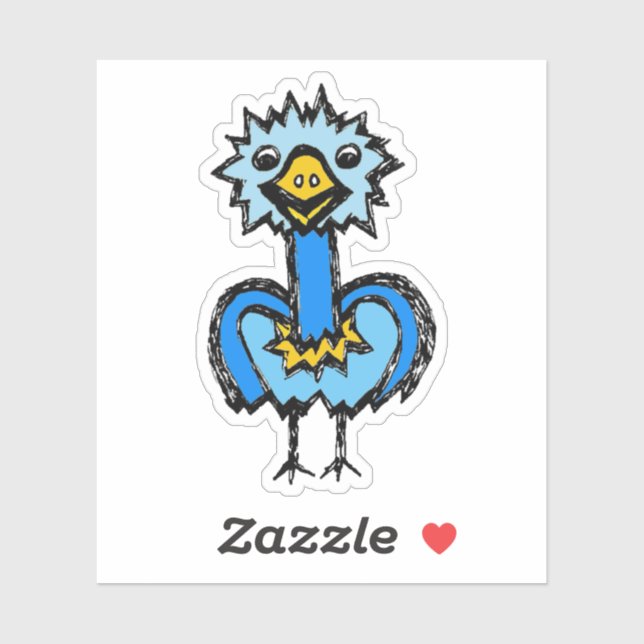 Custom-Cut Vinyl Sticker - Emily Emu (Blatt)