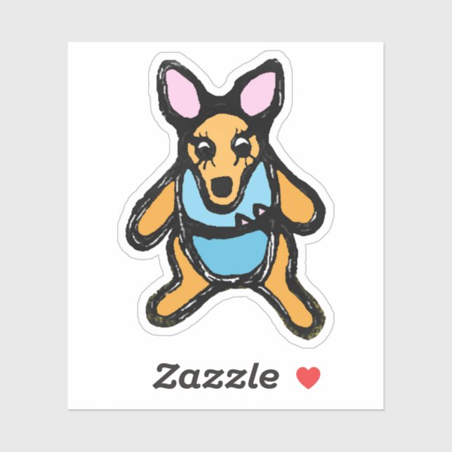 Custom-Cut Vinyl Sticker - Kelly Kangaroo (Blatt)