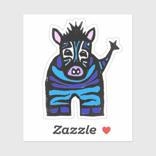 Custom-Cut Vinyl Sticker - Zander Zebra (Feuille)