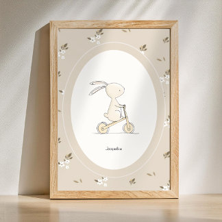 Custom Cute Bunny Nursery Decor - Baby Name Poster