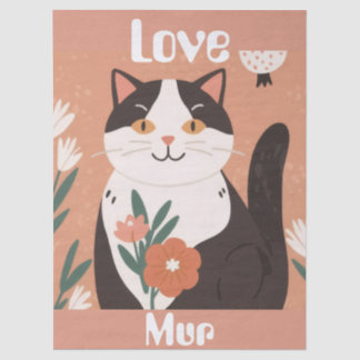 Custom Cute Cat with Mur and Love Seidenpapier