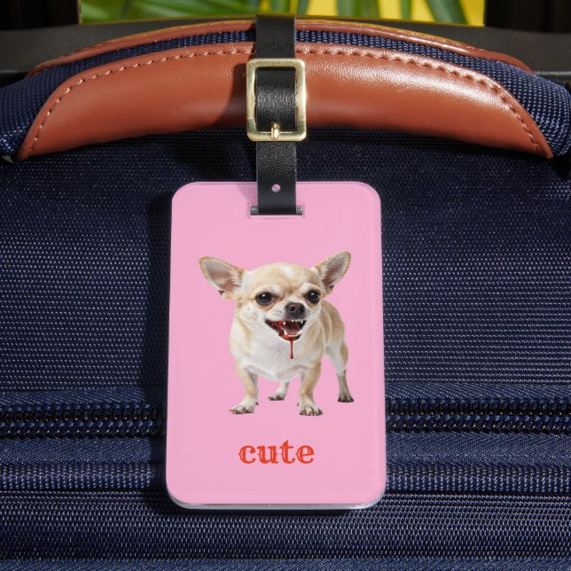 Custom Cute Chihuahua Aggro Nasty Vicious Gepäckanhänger (Vorderseite Insitu 2)