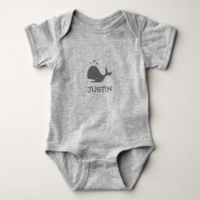 Custom cute grey whale baby romper for kids baby strampler (Vorderseite)