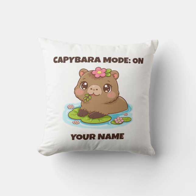 Custom Cute Kawaii Capybara Mode Kissen (Vorderseite)
