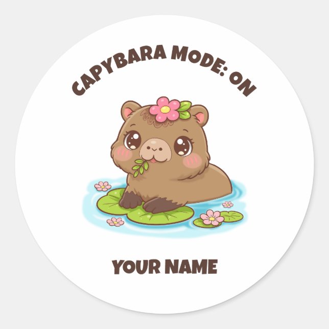 Custom Cute Kawaii Capybara Mode Runder Aufkleber (Vorderseite)