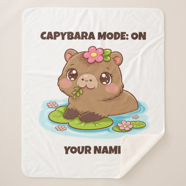 Custom Cute Kawaii Capybara Mode Sherpadecke (Vorderseite)