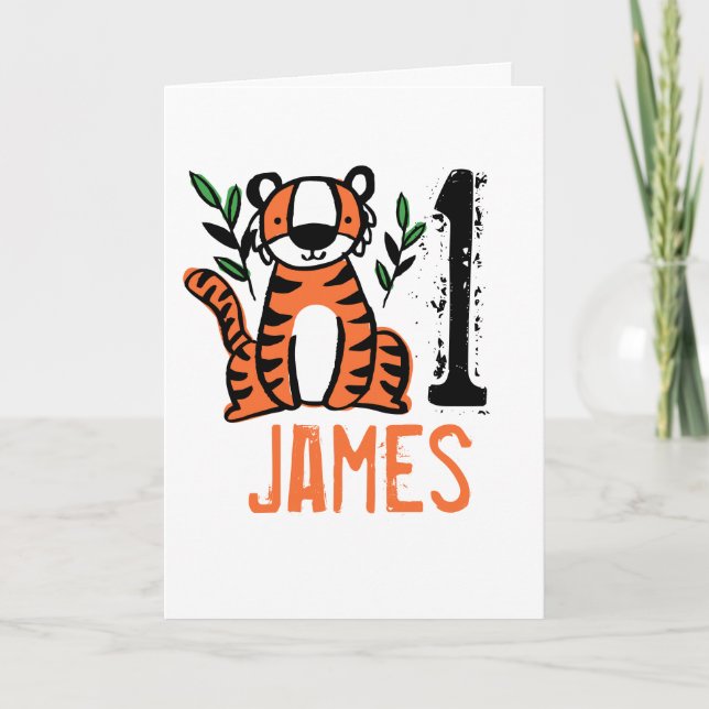 Custom Cute Tiger Birthday Karte (Vorderseite)