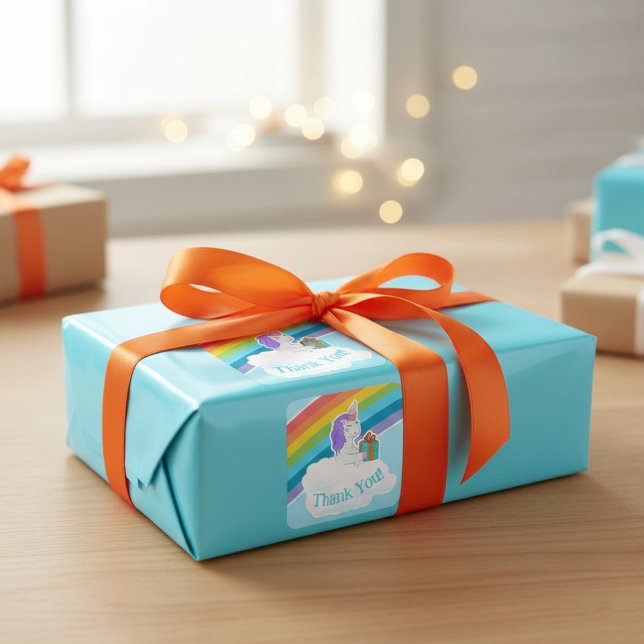 Custom Cute Unicorn Rainbow Thank You Sticker (Von Creator hochgeladen)