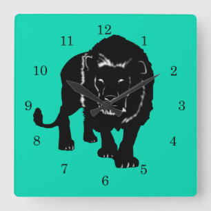 Custom CVolors Wall Clock with Lion - Art  Quadratische Wanduhr