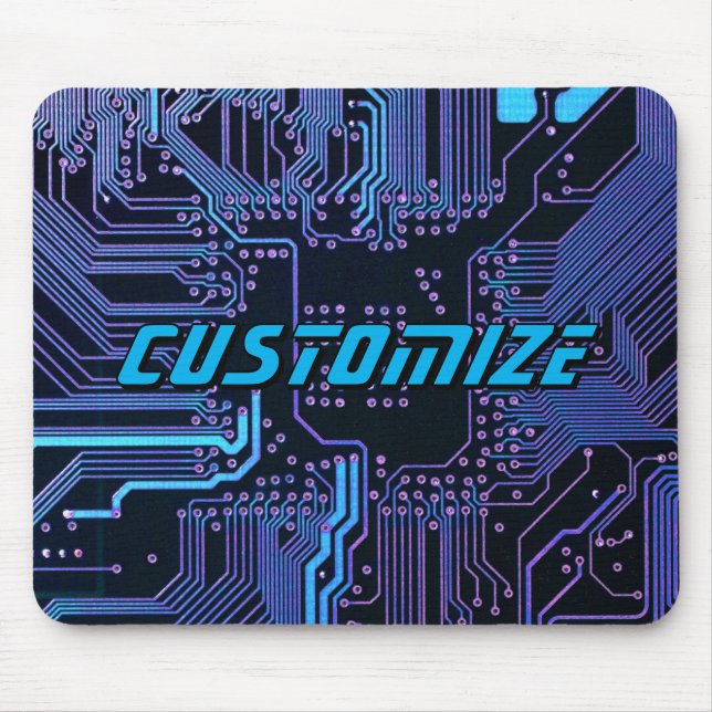 Custom Cyber Blue PCB Circuit Board Tech Art Mousepad (Vorne)