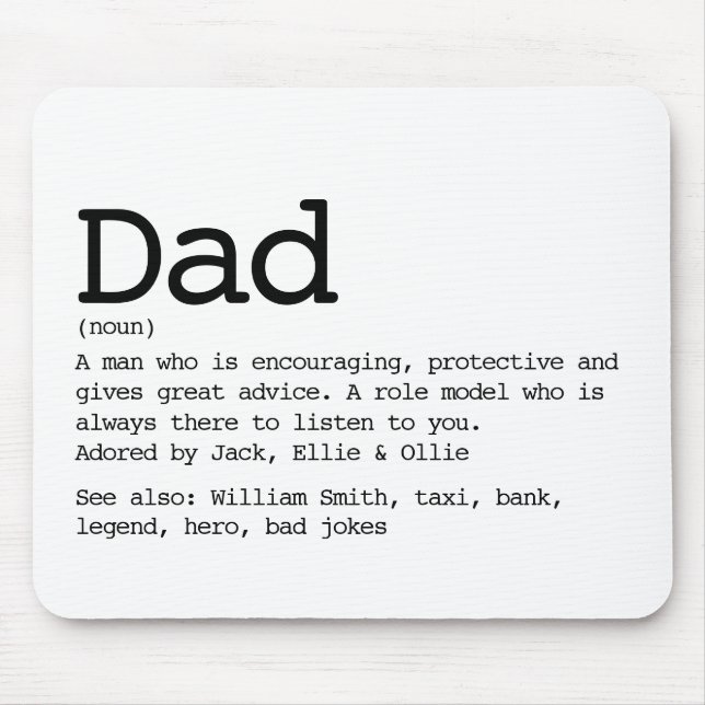 Custom Dad Definition Black and White Mousepad (Vorne)