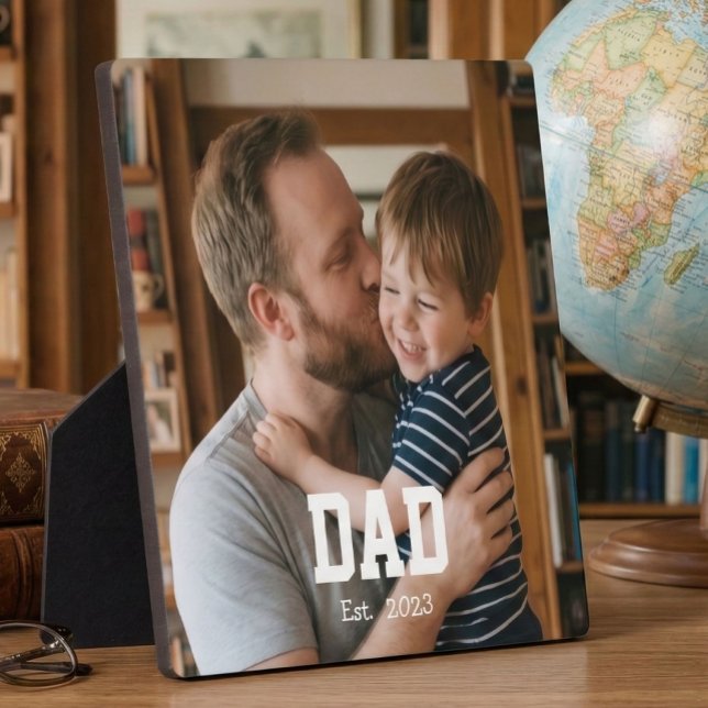 Custom Dad Established Modern Bold Text Fotoplatte (Von Creator hochgeladen)