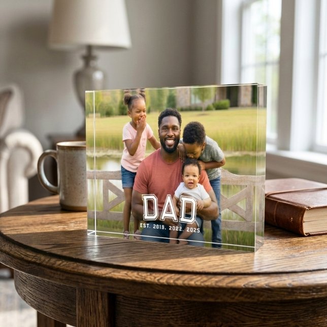 Custom Dad Established Modern Bold White Photo Fotoblock (Von Creator hochgeladen)