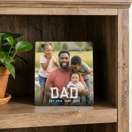 Custom Dad Established Modern Bold White Photo Fotoplatte
