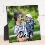 Custom Dad Established Modern Script Photo Fotoplatte<br><div class="desc">Dad Established Modern Script Photo Design. Replace the photo with your own of your kids and change the years to the years you became a dad.</div>