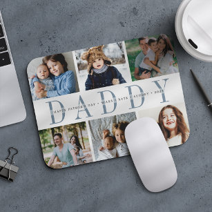 Custom Daddy Foto Collage & Kids Names Mousepad