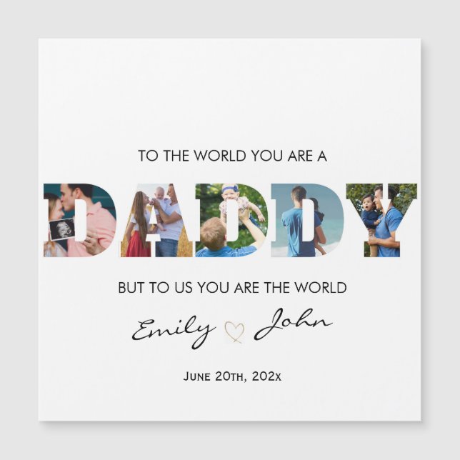 Custom Daddy Vatertag Foto Collage Card Magnetkarte (Vorderseite)