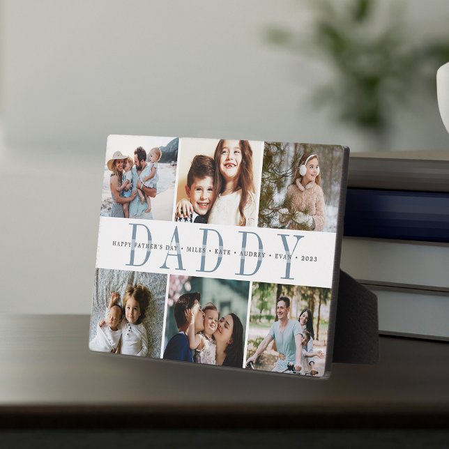 Custom Daddy Vatertag Foto Collage Fotoplatte (Customize with 6 photos and a  custom message and/or names)
