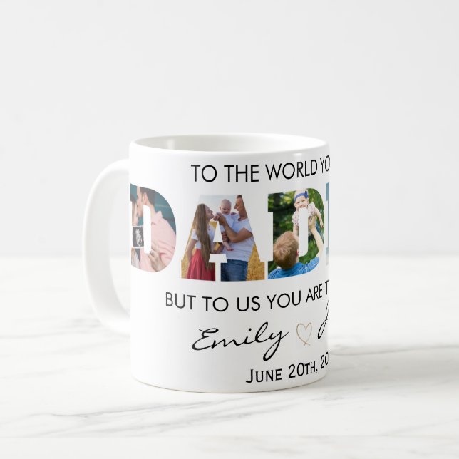  Custom Daddy Vatertag Foto Collage Kaffeetasse (Vorderseite Links)