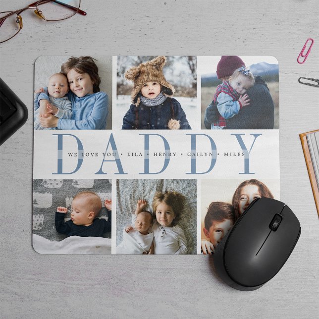Custom Daddy Vatertag Foto Collage Mousepad (Von Creator hochgeladen)