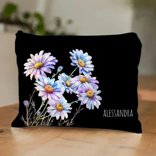 Custom Daisy Floral Makeup Bag for Mama & Women Zubehörtasche (mom gift idea, mothers day makeup bag, birthday gift for mom, girl cosmetic bag, custom floral pouch)