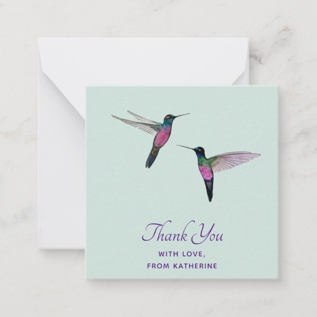 Custom Danke Hummingbird Mitteilungskarte (Vorderseite)
