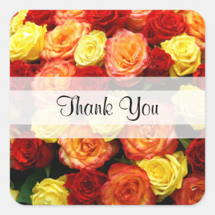 Custom "Danke" Rose Square Stickers