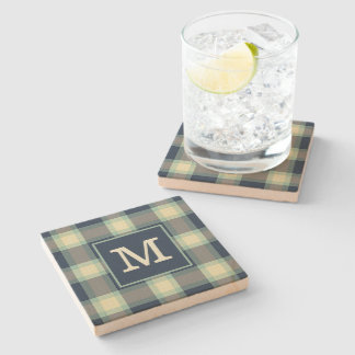 Custom Dark Aquamarin Blue Green Classic Tartan Mu Steinuntersetzer