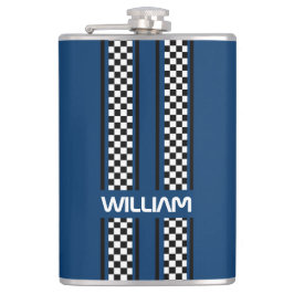Custom Dark Blue & Black Race Sport Strip Flachmann