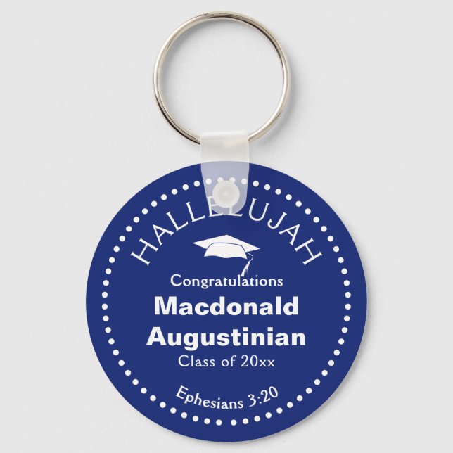 Custom Dark Blue HALLELUJAH Christlich Graduate Schlüsselanhänger (Vorderseite)