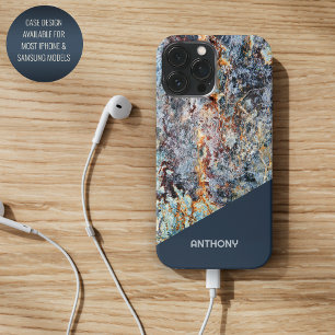 Custom Dark Blue Tan Black Imitats Marbella Muster Case-Mate iPhone Hülle