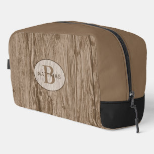 Custom Dark Brown Tan Beige Woodgrain Muster Waschbeutel